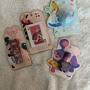Disney Alice in Wonderland Lip Gloss & Balm Set - Blue, Pink, Purple, Red